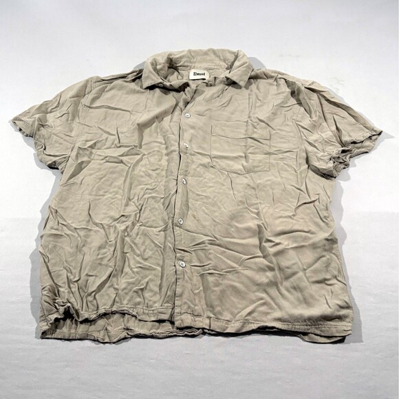 Elwood Shirt Tan Short Sleeve Button Rayon Casual Oversized Womens Sz XL FLAWS - Picture 1 of 12